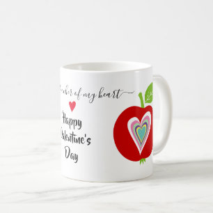 Teachers Valentines day colorful hearts and apple Coffee Mug