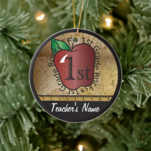 Teacher's Vintage Style 1st Grade Chalkboard Ceramic Ornament