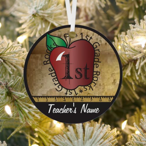 Teachers Vintage Style 1st Grade  Chalkboard Metal Ornament