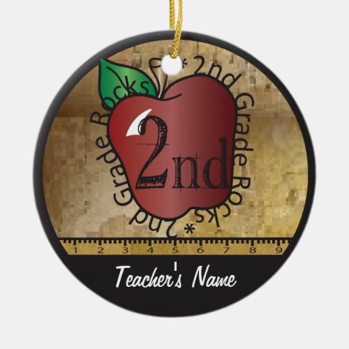 Teachers Vintage Style 2nd Grade  Chalkboard Ceramic Ornament