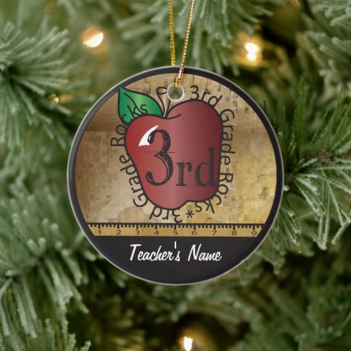 Teachers Vintage Style 3rd Grade  Chalkboard Ceramic Ornament