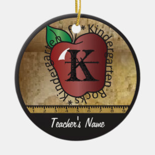 Teacher's Vintage Style Kindergarten Chalkboard Ceramic Ornament