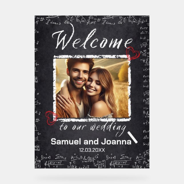 Teachers Wedding Chalk Board Welcome  Acrylic Sign (Front)