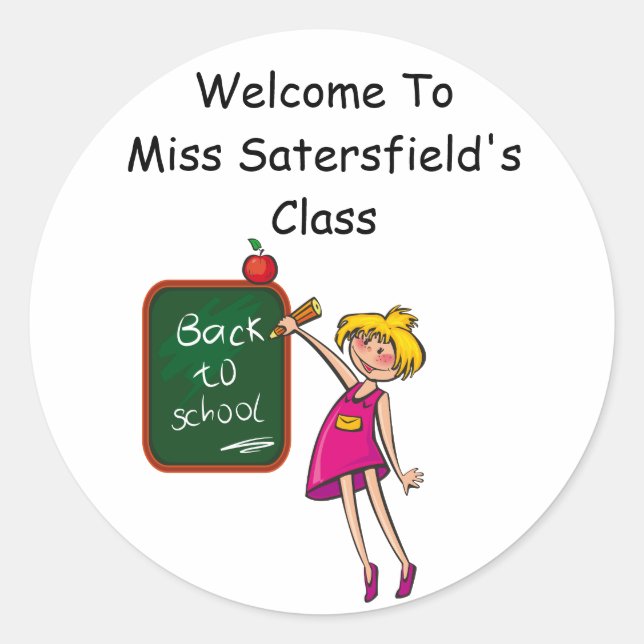 Teacher's Welcome Back To School Class Stickers (Front)