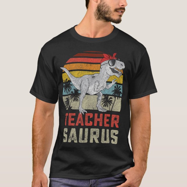 Teachersaurus T Rex Dinosaur Teacher Saurus Family T-Shirt (Front)
