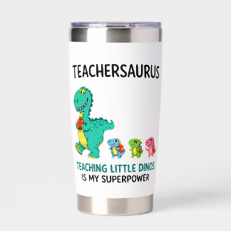 Teachersaurus teacher humor with little dinosaurs insulated tumbler