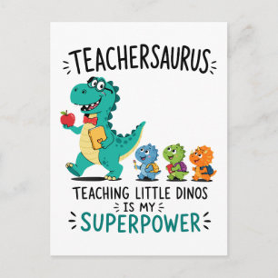 Teachersaurus teacher humor with little dinosaurs postcard