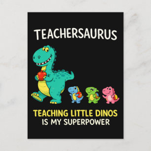 Teachersaurus teacher humor with little dinosaurs postcard
