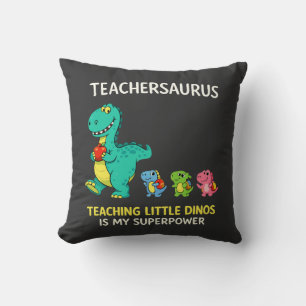 Teachersaurus teacher humor with little dinosaurs throw pillow