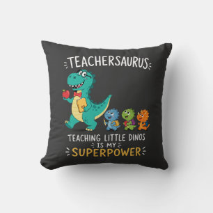Teachersaurus teacher humor with little dinosaurs throw pillow