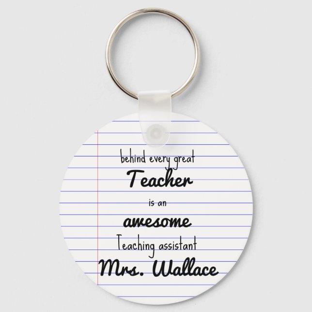 Teaching Assistant Keychain, Teacher Aid Gift, Tha Keychain (Front)