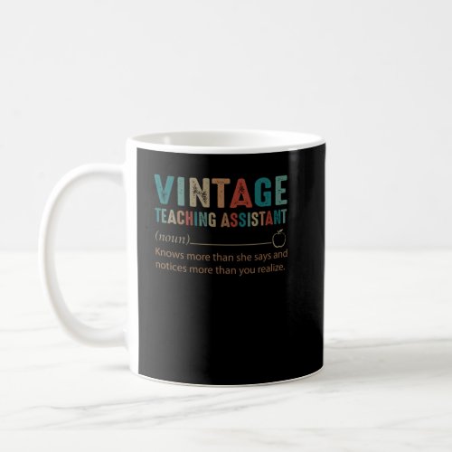 Teaching Assistant TA Noun Vintage Retro 60s 70s 8 Coffee Mug