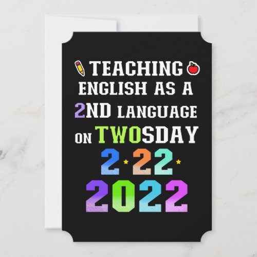 Teaching English ESL on Twosday Tuesday 2222022 Thank You Card