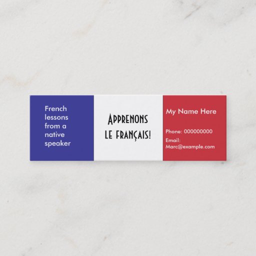 Customizable Teaching French Language -- Advertising Cards Business Card Template