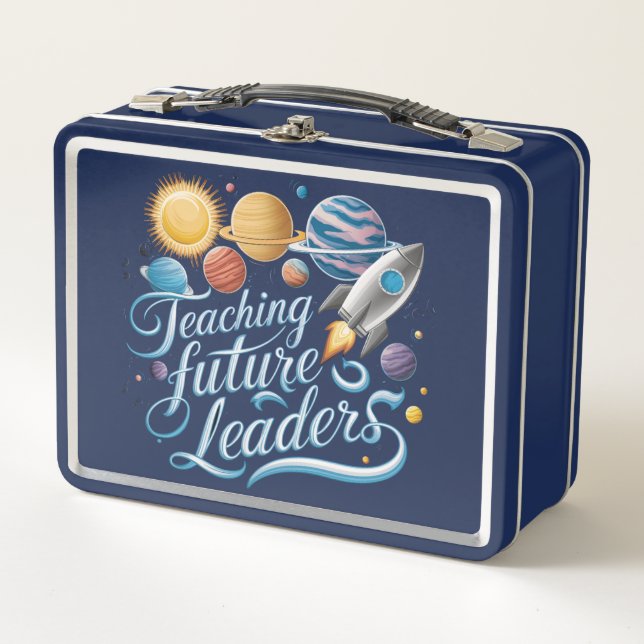 Teaching Future Leaders Space Planet Teacher Metal Lunch Box (Front)