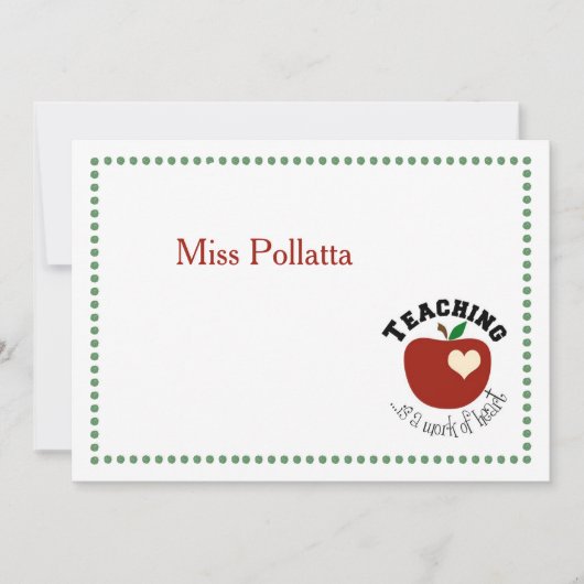 Teaching is a work of heart (Front)