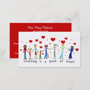Teaching Is A Work Of Heart Info Cards by TeacherTools at Zazzle
