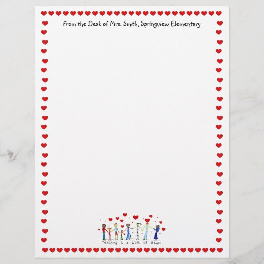 Teaching is a Work of Heart Letterhead (Front)