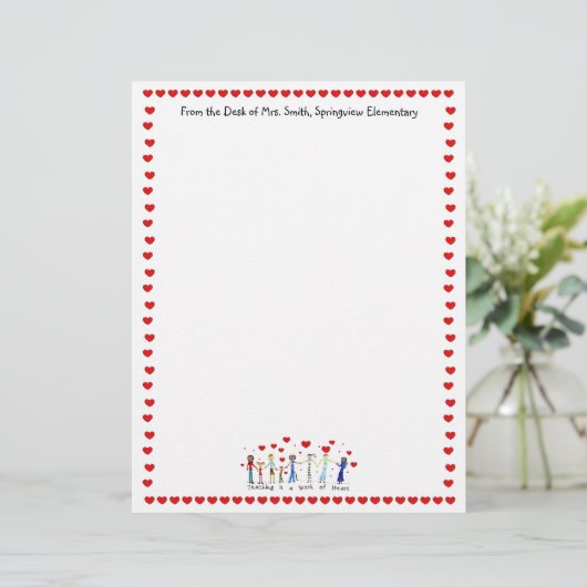 Teaching is a Work of Heart Letterhead (Standing Front)