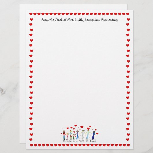 Teaching is a Work of Heart Letterhead (Front/Back)