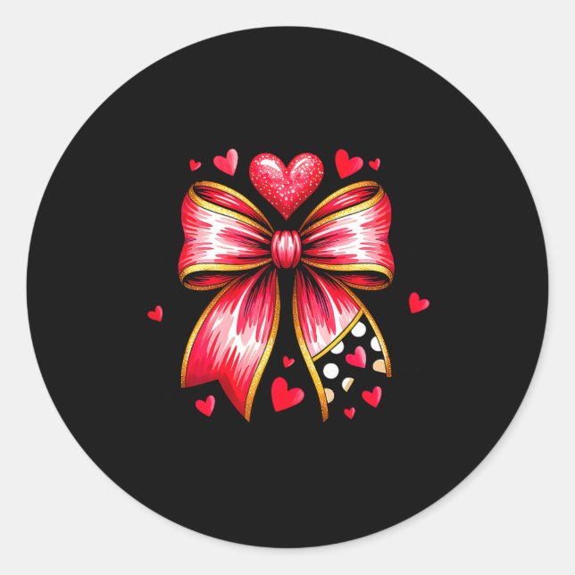 Teaching Is A Work Of Heart Pencil Bow Teacher Val Classic Round Sticker (Front)