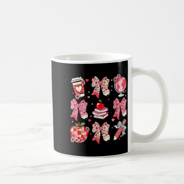 Teaching Is A Work Of Heart Pencil Bow Teacher Val Coffee Mug (Right)