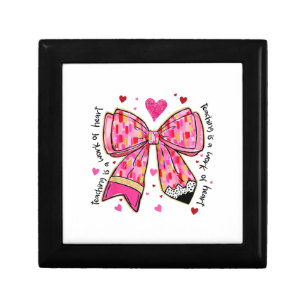 Teaching is A Work of Heart Pencil Bow Teacher Val Gift Box