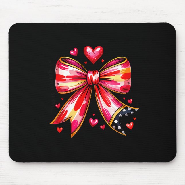 Teaching Is A Work Of Heart Pencil Bow Teacher Val Mouse Pad (Front)