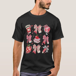 Teaching Is A Work Of Heart Pencil Bow Teacher Val T-Shirt