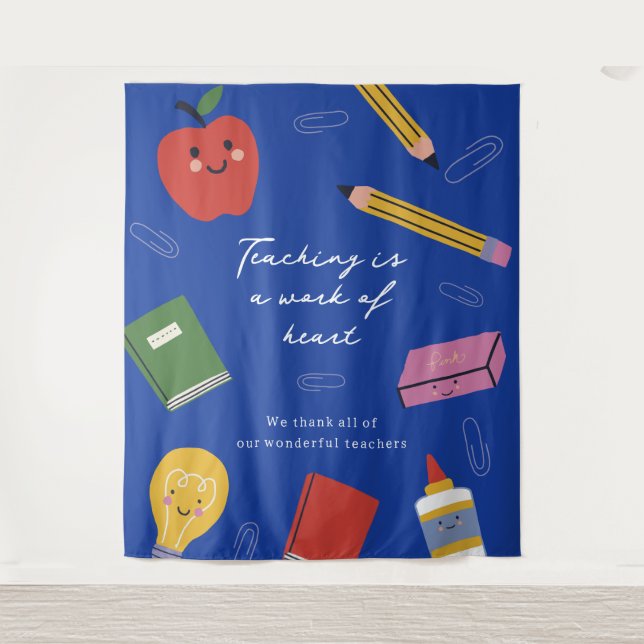 Teaching is a Work of Heart Personalized Teacher Tapestry (Front)