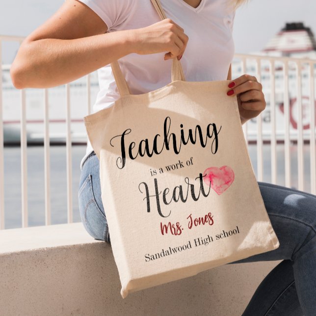 Teaching Is A Work Of Heart School Teacher Photo Tote Bag (Creator Uploaded)