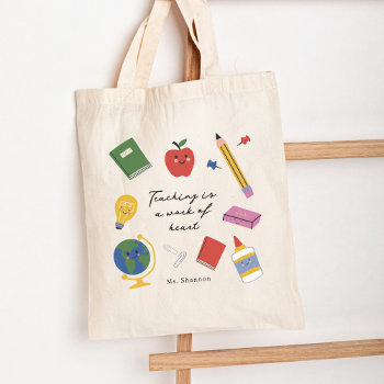 Teaching Is A Work Of Heart Tote Bag by origamiprints at Zazzle