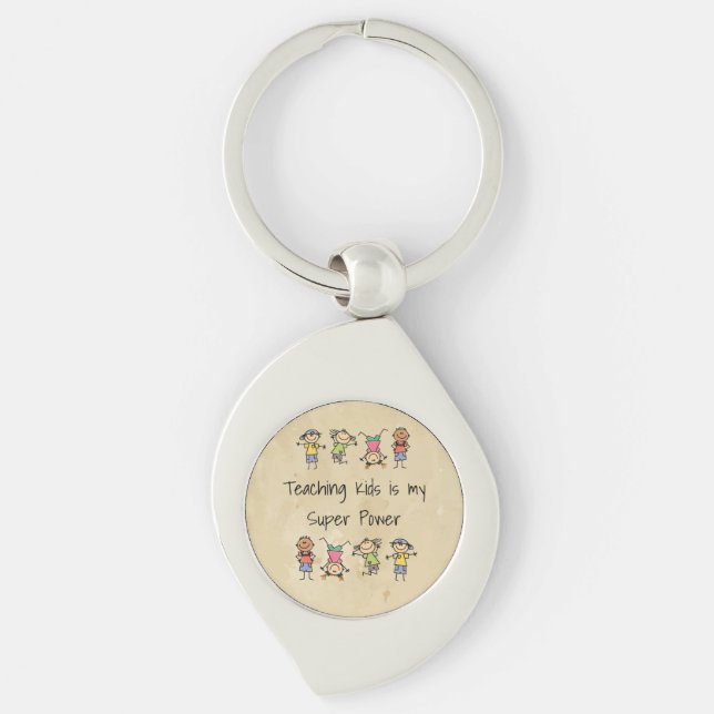 Teaching Kids is My Super Power Fun Quote  Keychai Keychain (Front)