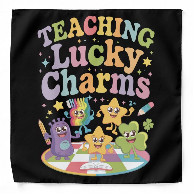 Teaching Lucky Charms Teacher St Patricks Day Bandana (Front)