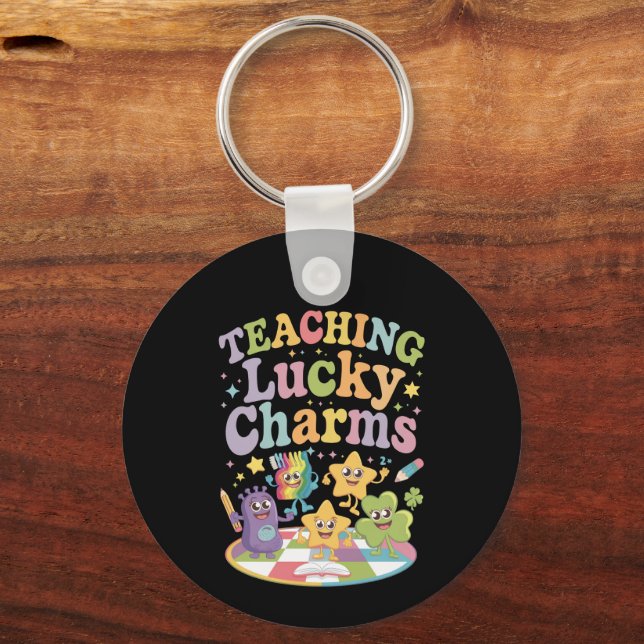 Teaching Lucky Charms Teacher St Patricks Day Keychain (Front)
