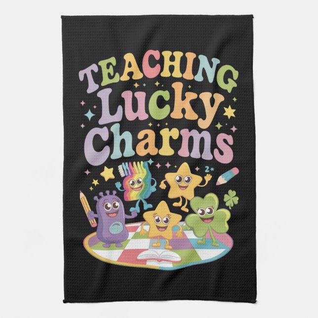 Teaching Lucky Charms Teacher St Patricks Day Kitchen Towel (Vertical)