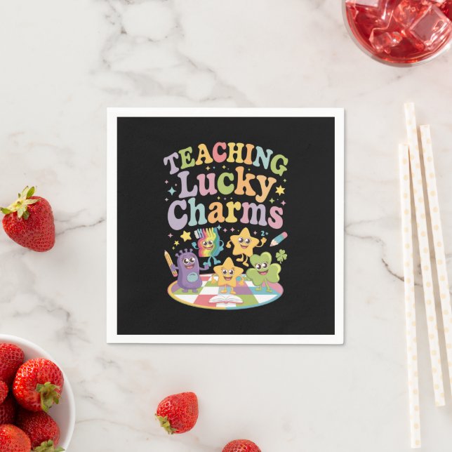 Teaching Lucky Charms Teacher St Patricks Day Napkins (Insitu)
