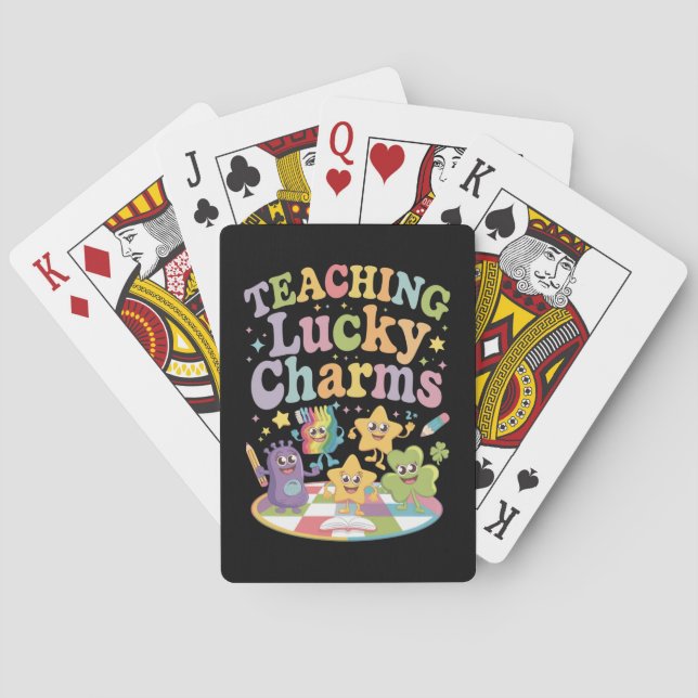 Teaching Lucky Charms Teacher St Patricks Day Poker Cards (Back)