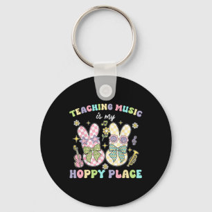 Teaching Music Hoppy Place Bunny Easter Days Resur Keychain