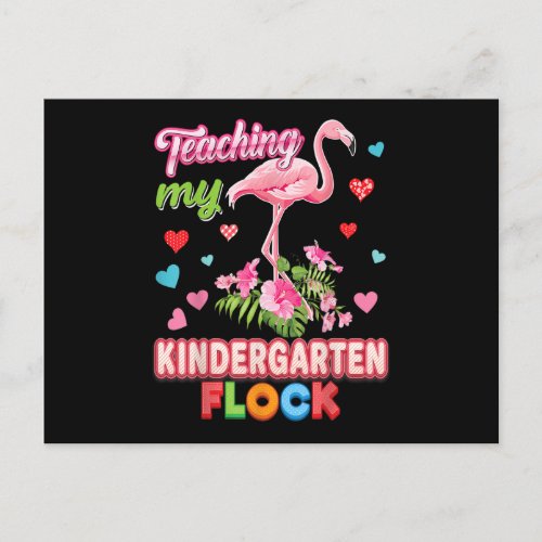 Teaching My Kindergarten Flock Flamingo Teacher Ba Postcard