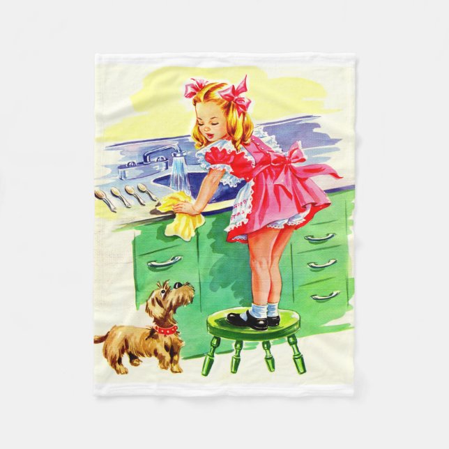 Teaching Rover how to wash the dishes Fleece Blanket (Front)