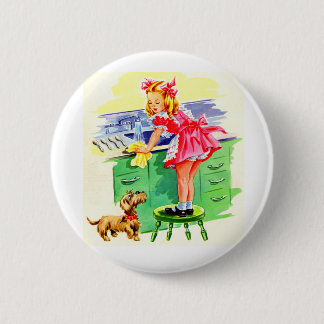 Teaching Rover how to wash the dishes Pinback Button