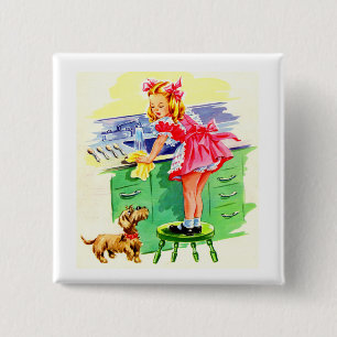 Teaching Rover how to wash the dishes Pinback Button