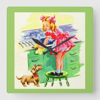 Teaching Rover how to wash the dishes Square Wall Clock