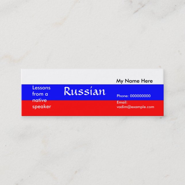 Teaching Russian Language -- Advertising Cards (Front)