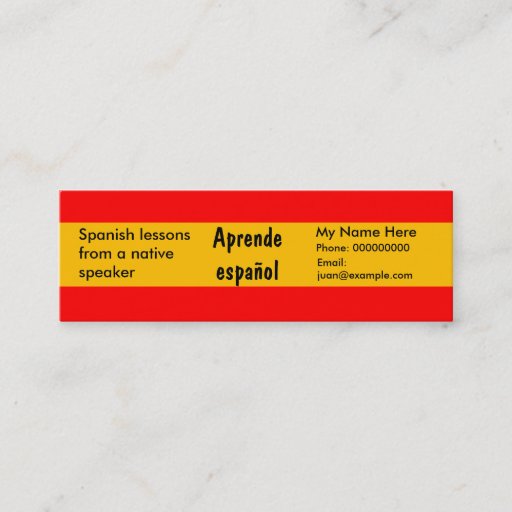 Customizable Teaching Spanish Language -- Advertising Cards Business Card Template