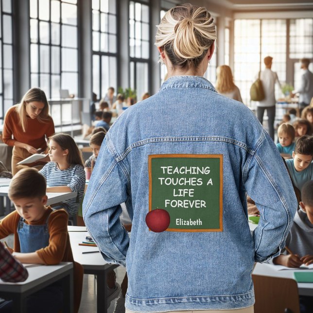 TEACHING TOUCHES A LIFE FOREVER DENIM JACKET (Creator Uploaded)