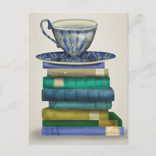 Teacup and Books 3 Postcard