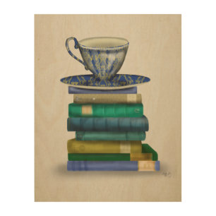 Teacup and Books Wood Wall Decor
