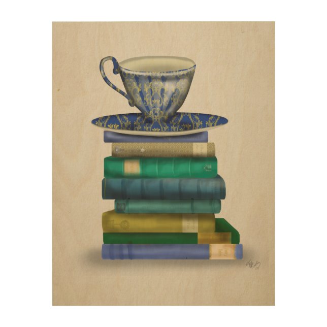 Teacup and Books Wood Wall Decor (Front)